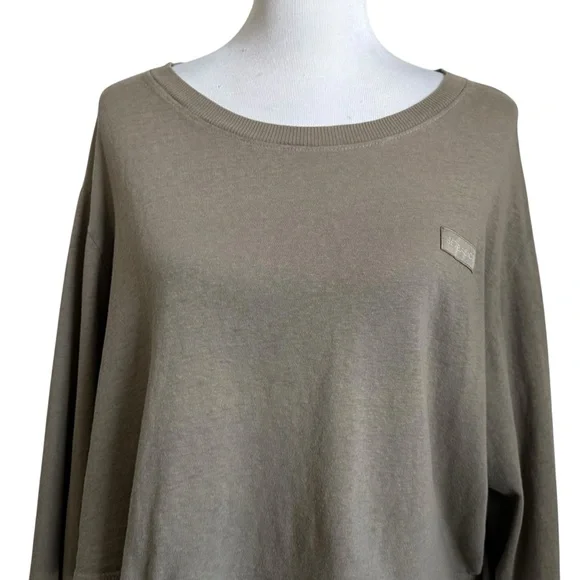 Set Active Womens Lot Of 2 Crop Long Sleeve T Shirt Sz Large Brown Tan Relaxed - Picture 4 of 16